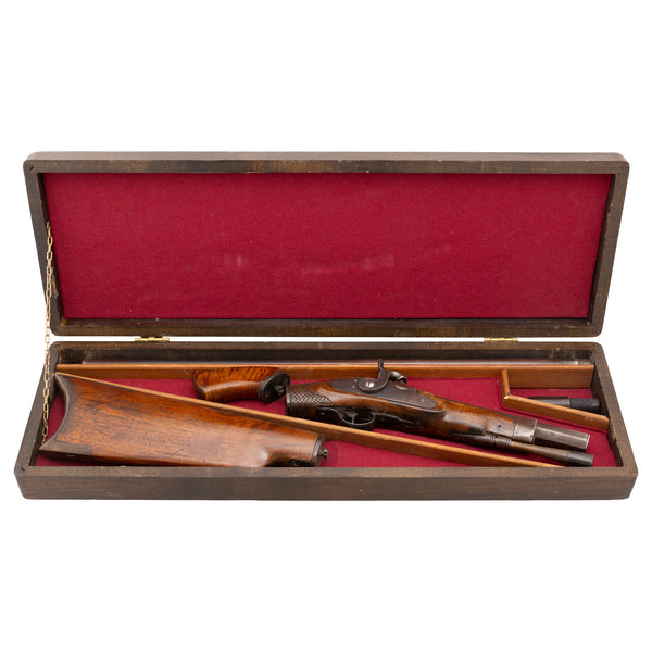 Cased European Percussion Gun Cane, Firearms, Rifle, Cane Gun