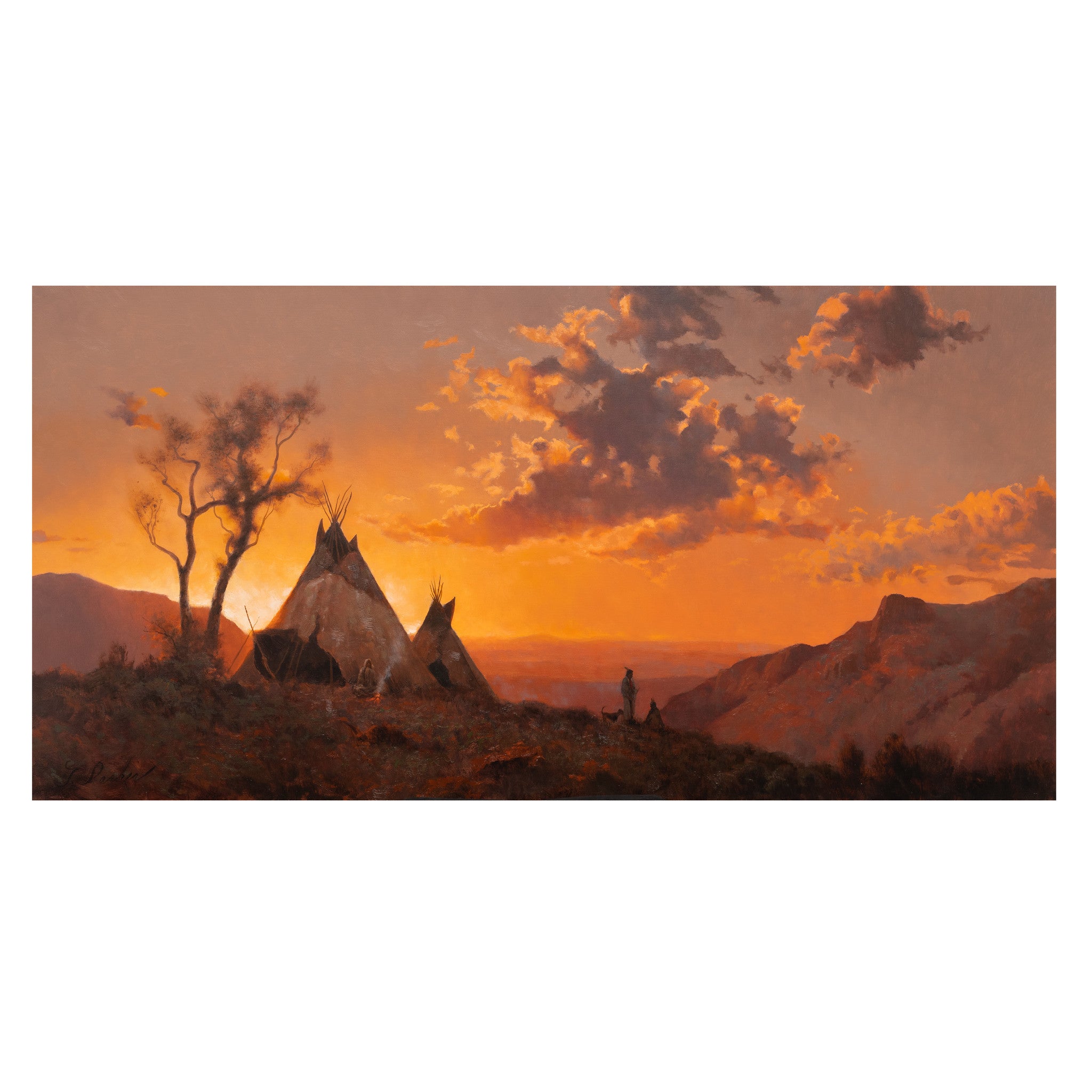 Last Light in the Homeland by Greg Parker, Fine Art, Painting, Native American