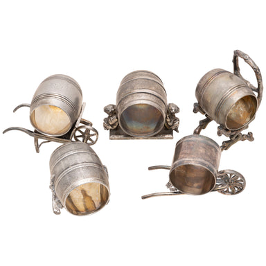 Five Victorian Silverplate Barrel Napkin Rings, Furnishings, Dining, Serveware