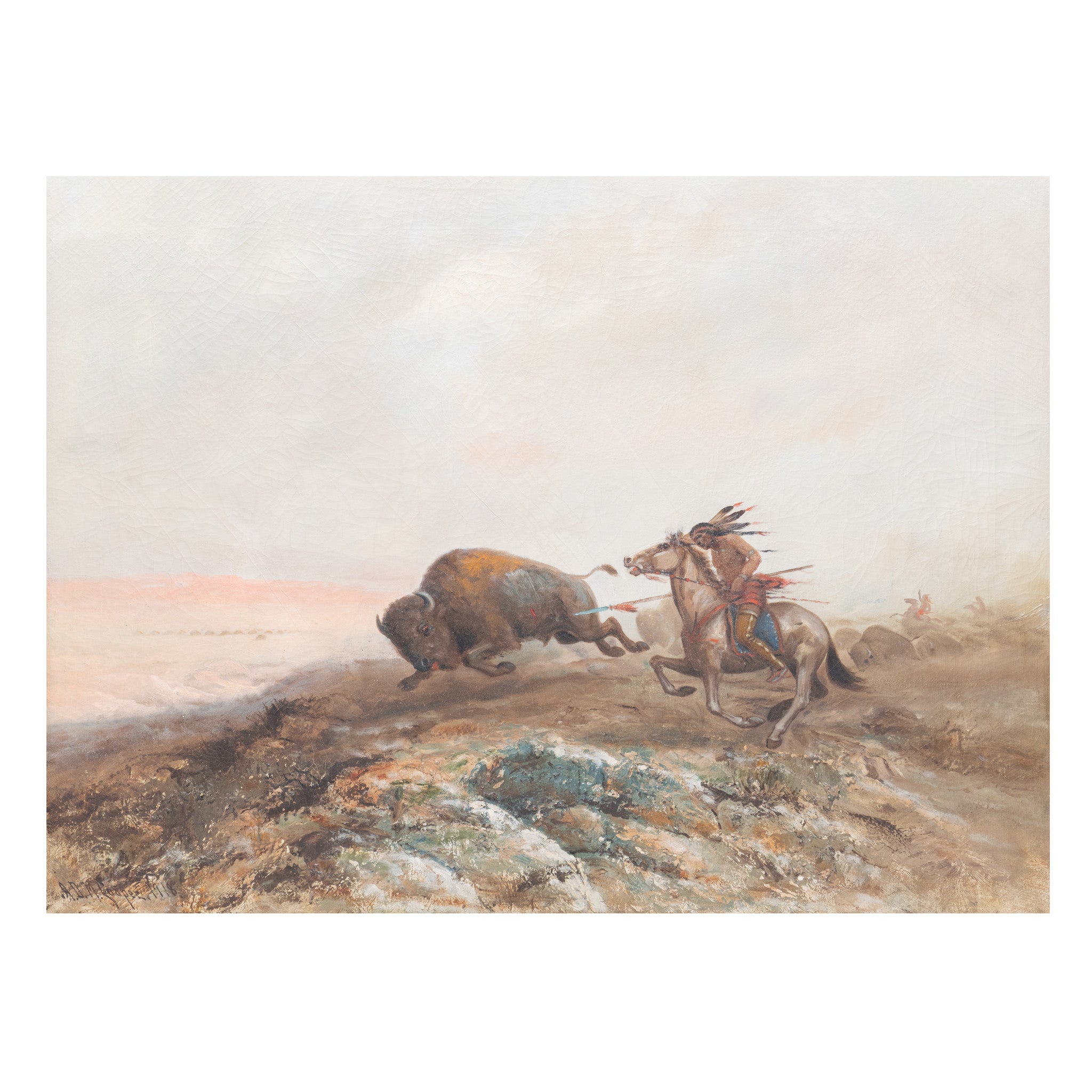 "Buffalo Hunter" by A.D.M. Cooper, Fine Art, Painting, Native American