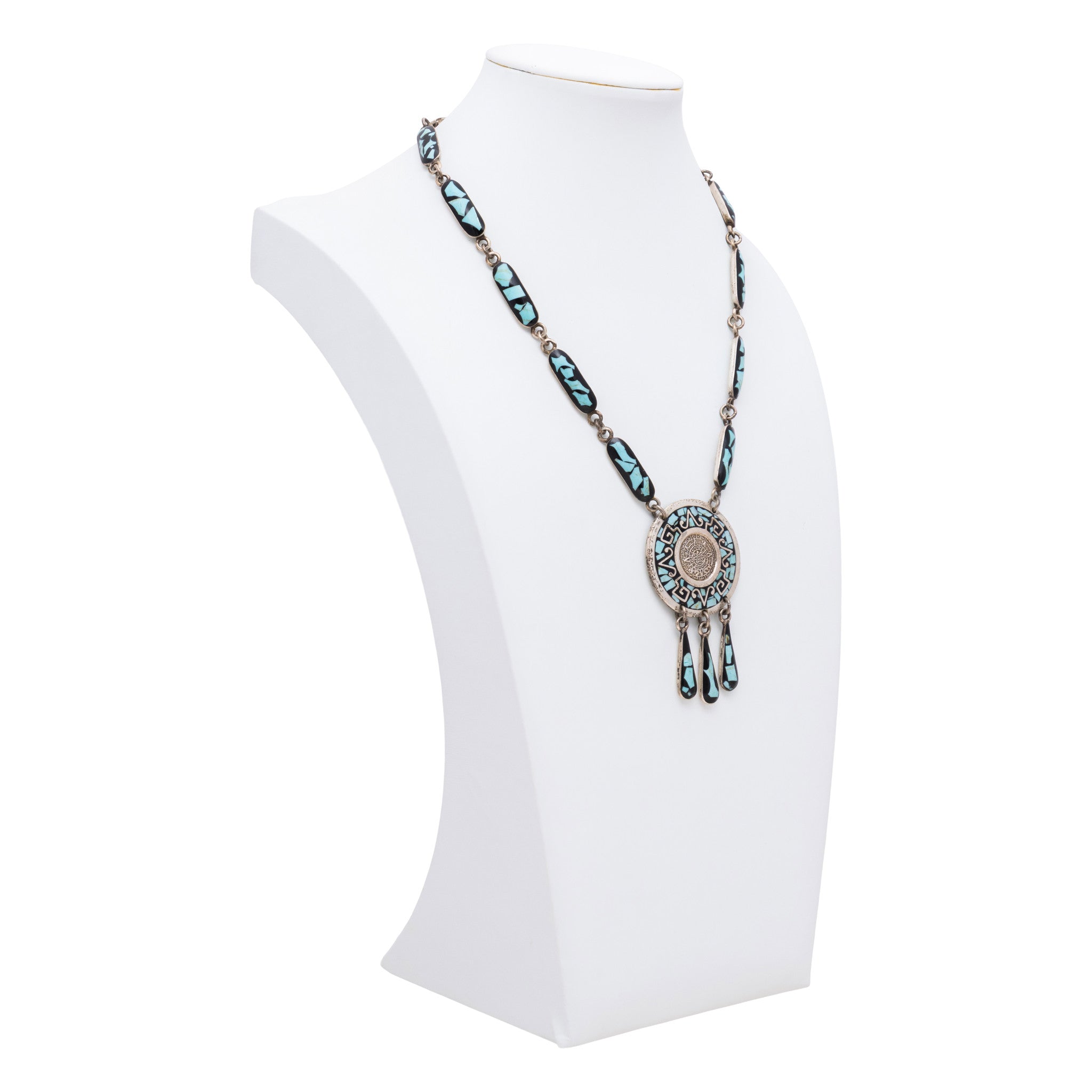 Mexican Sterling and Turquoise Necklace and Earring Set