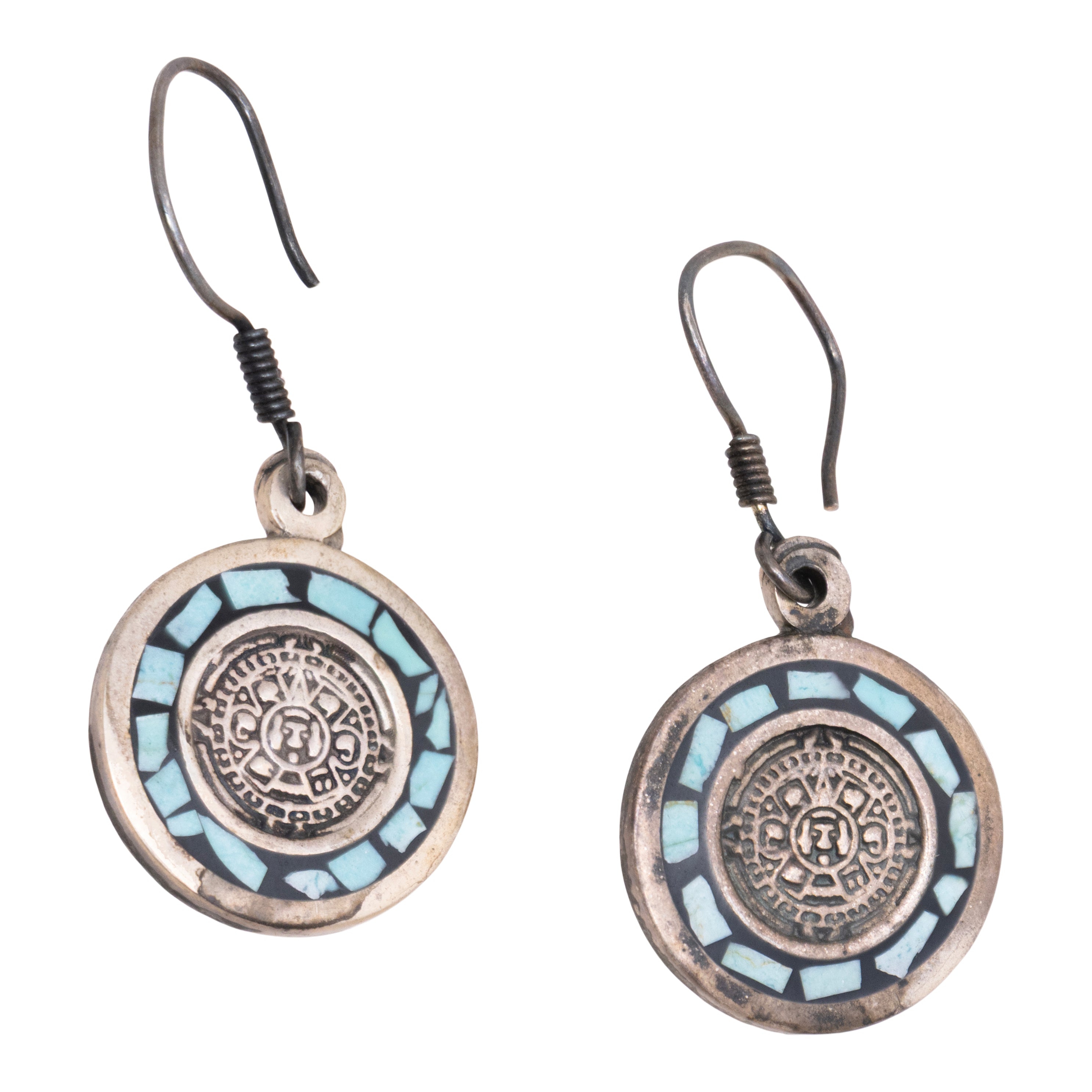 Mexican Sterling and Turquoise Necklace and Earring Set