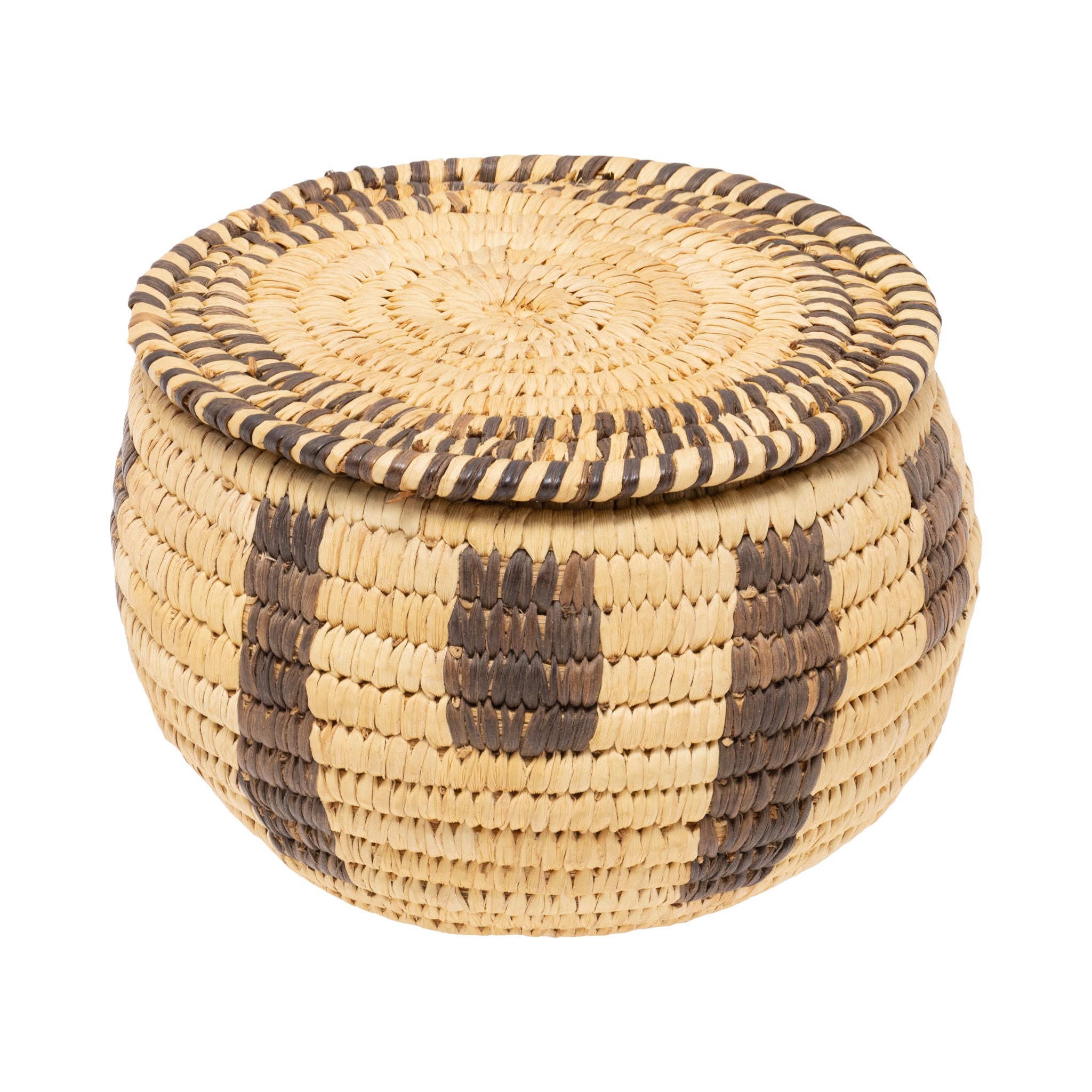 Papago Lidded Basket, Native, Basketry, Vertical