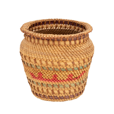 Nootka Basketry Jar, Native, Basketry, Vertical