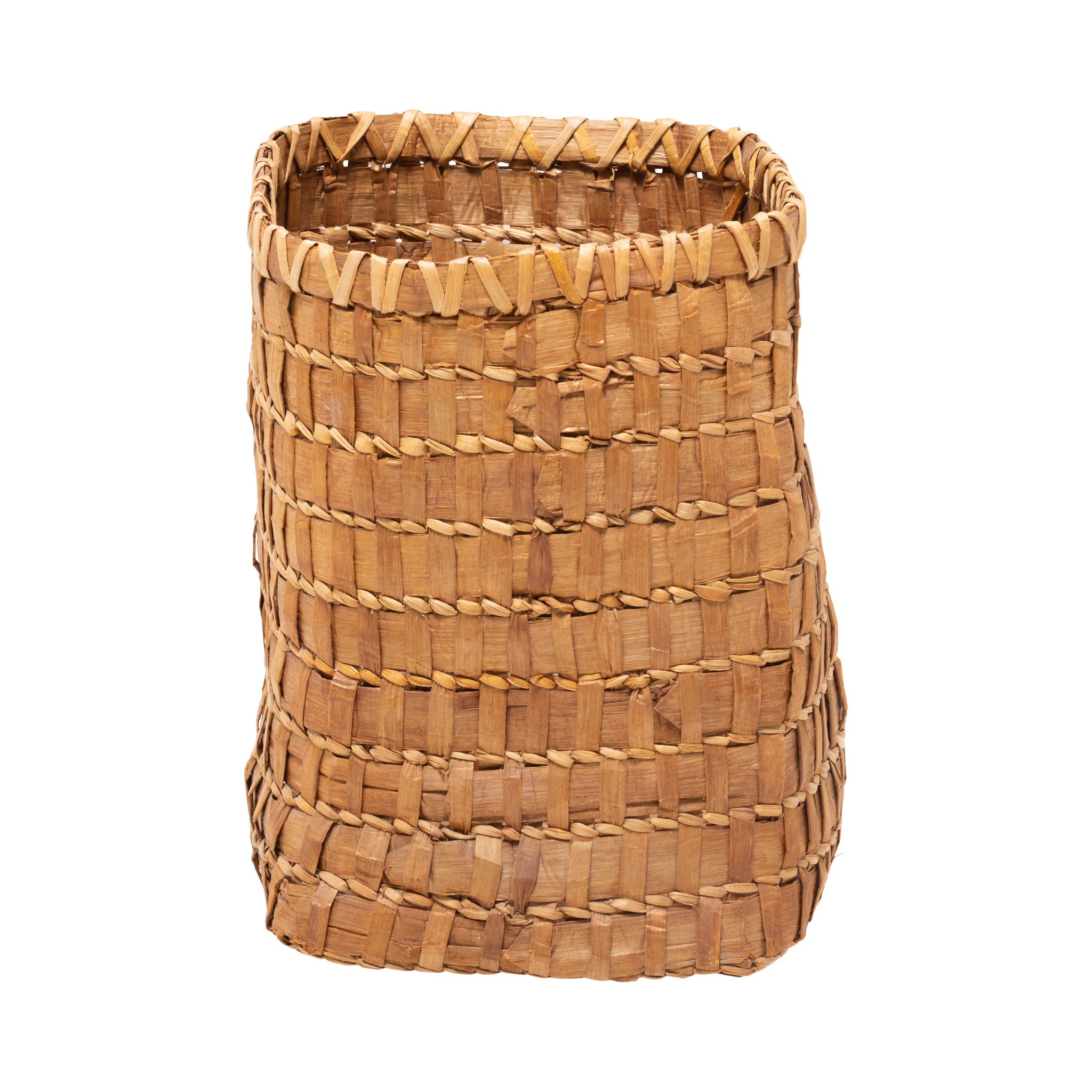 Tsimshian Cedar Bark Basket, Native, Basketry, Vertical