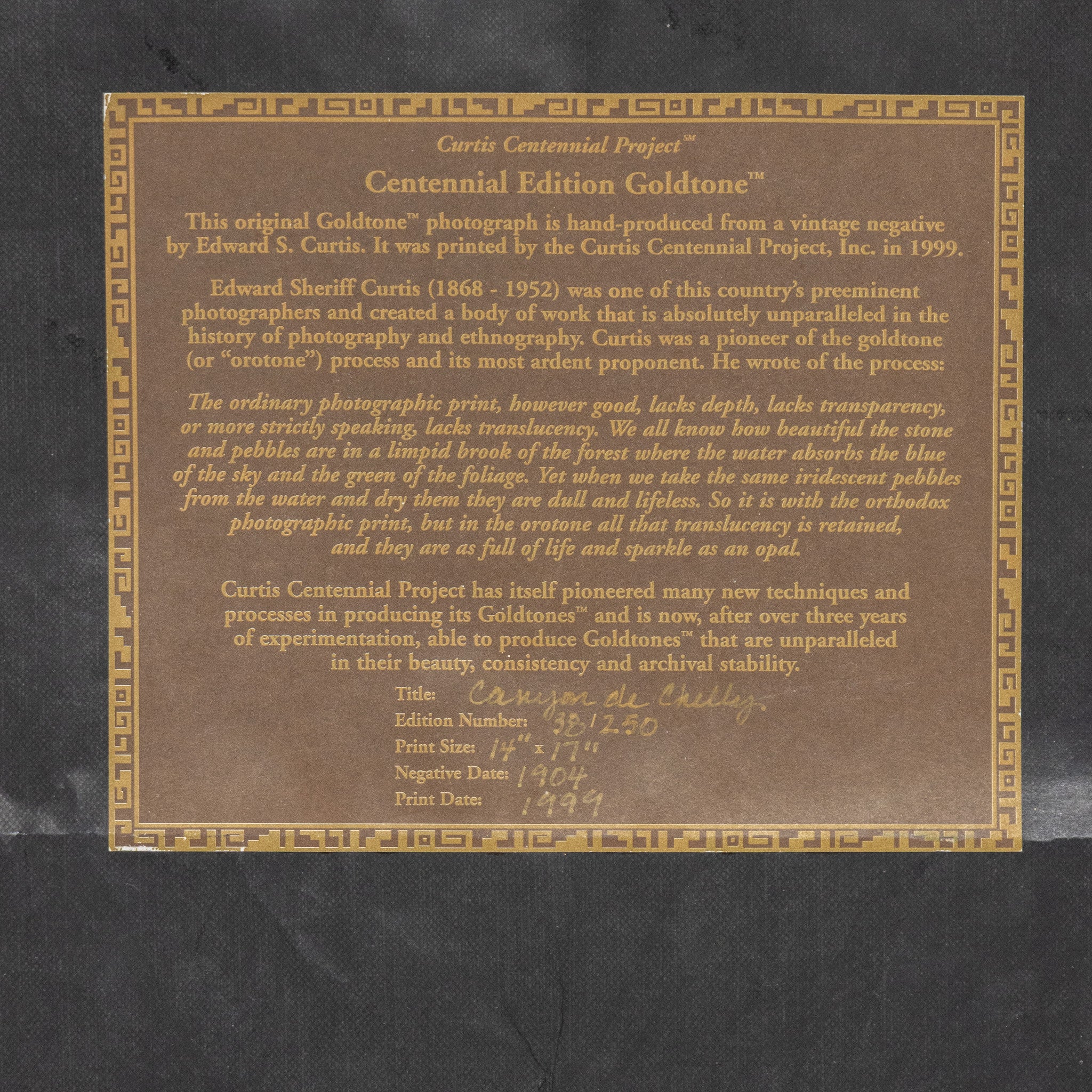 "Canyon de Chelly" by Edward Sheriff Curtis Goldtone