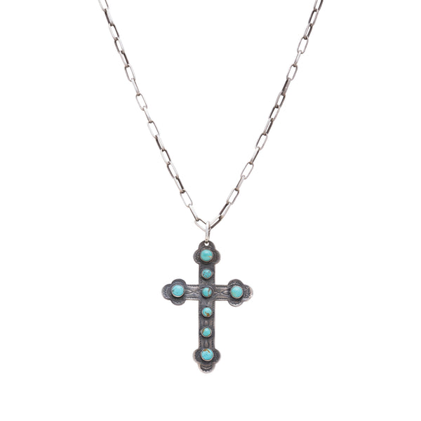 Navajo Turquoise Cross Necklace, Jewelry, Necklace, Native