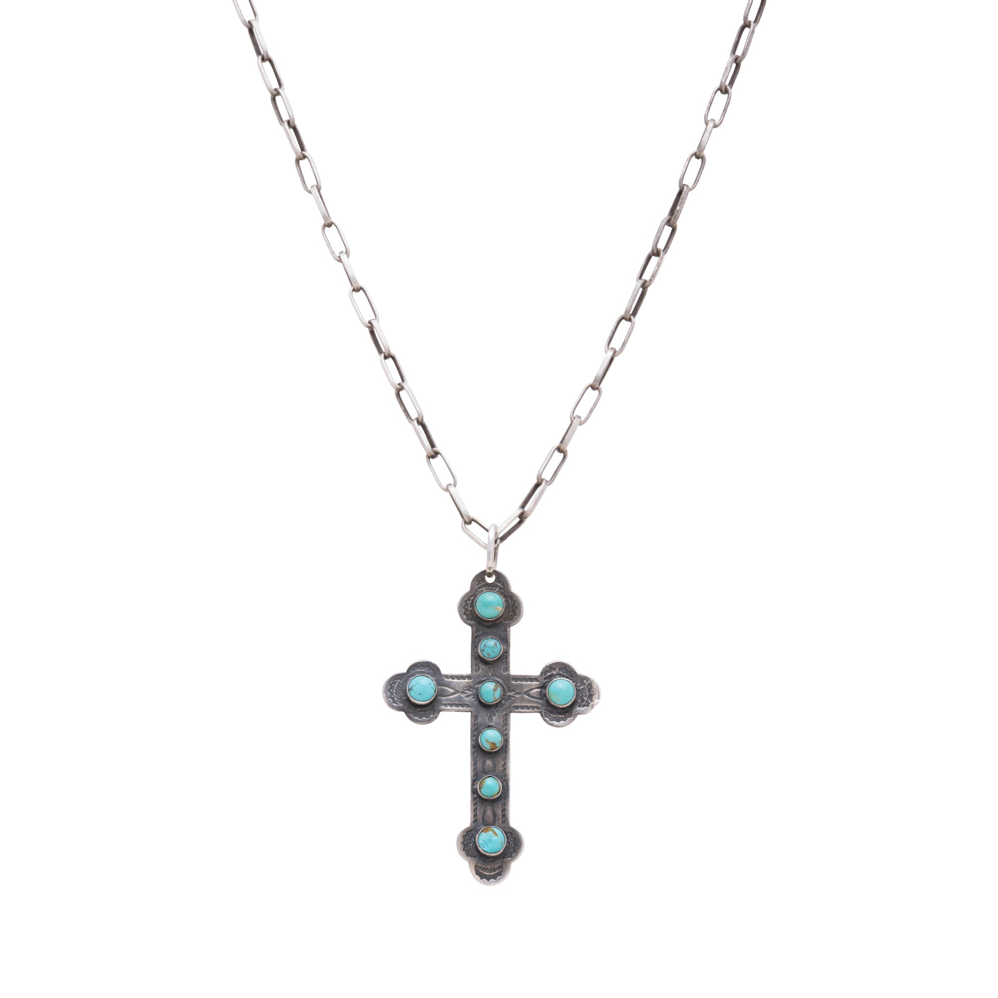 Navajo Turquoise Cross Necklace, Jewelry, Necklace, Native