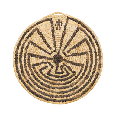 Papago Man in Maze Basketry Plaque, Native, Basketry, Plate