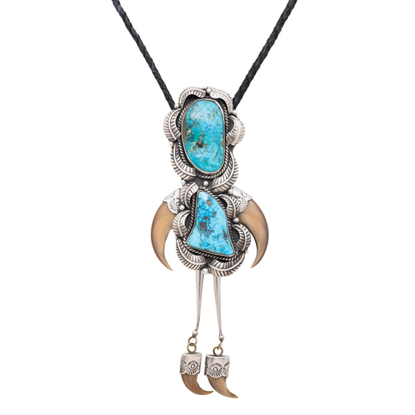 Tanner Camarona Navajo Turqouise Cougar Claw Bolo, Jewelry, Bolo Necktie, Native