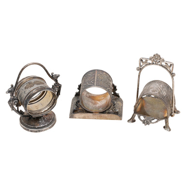 Three Victorian Silverplate Napkin Rings, Furnishings, Dining, Serveware