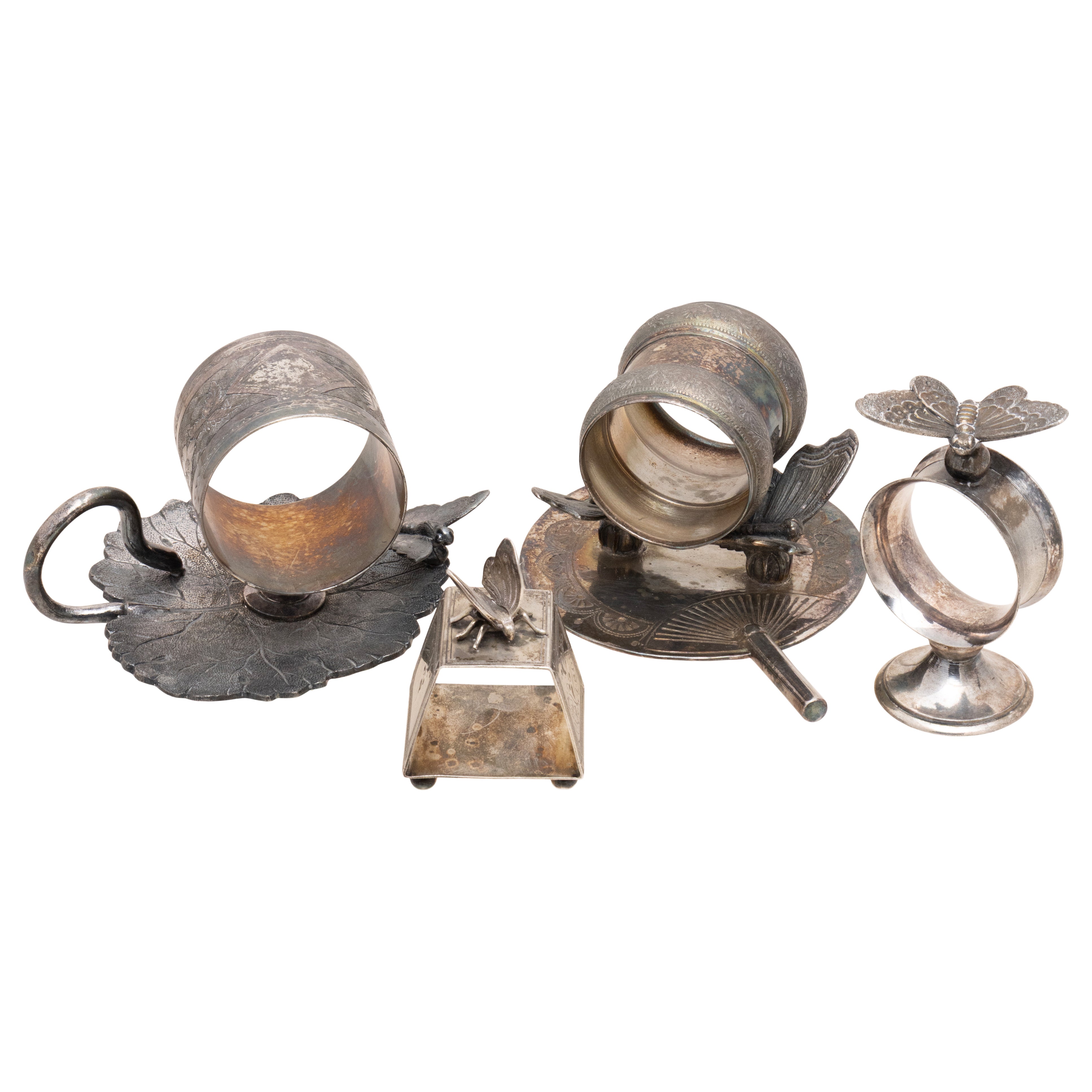 Four Victorian Butterfly Silverplate Napkin Rings, Furnishings, Kitchen, Other