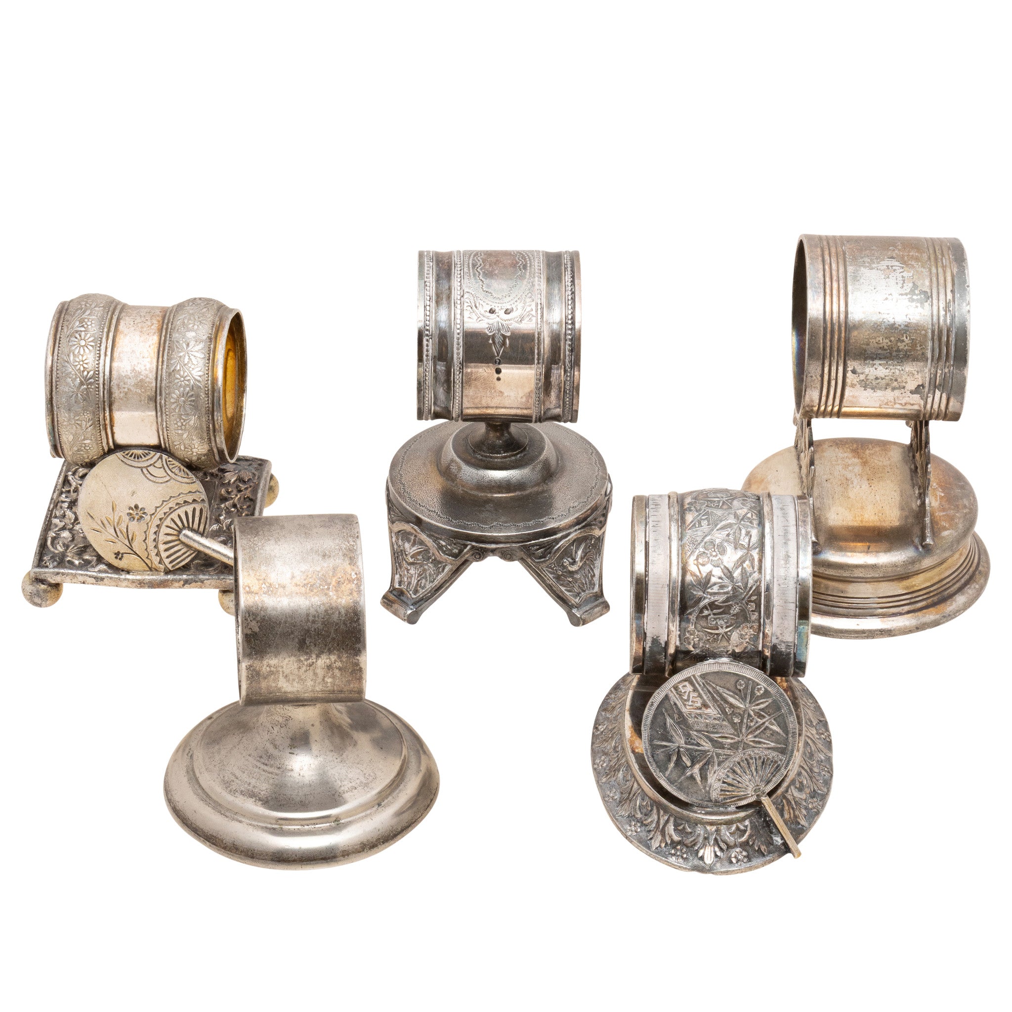 Five Victorian Silverplate Napkin Rings