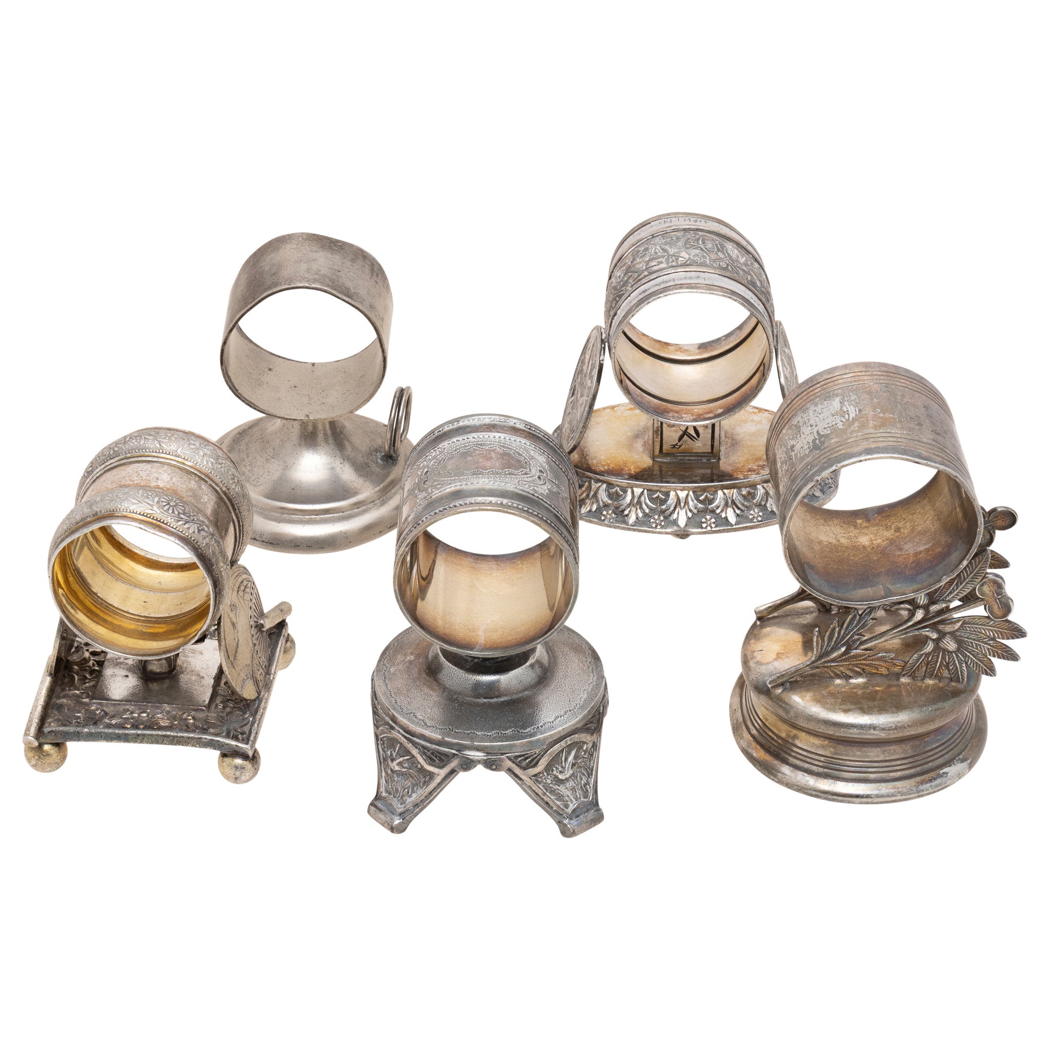 Five Victorian Silverplate Napkin Rings