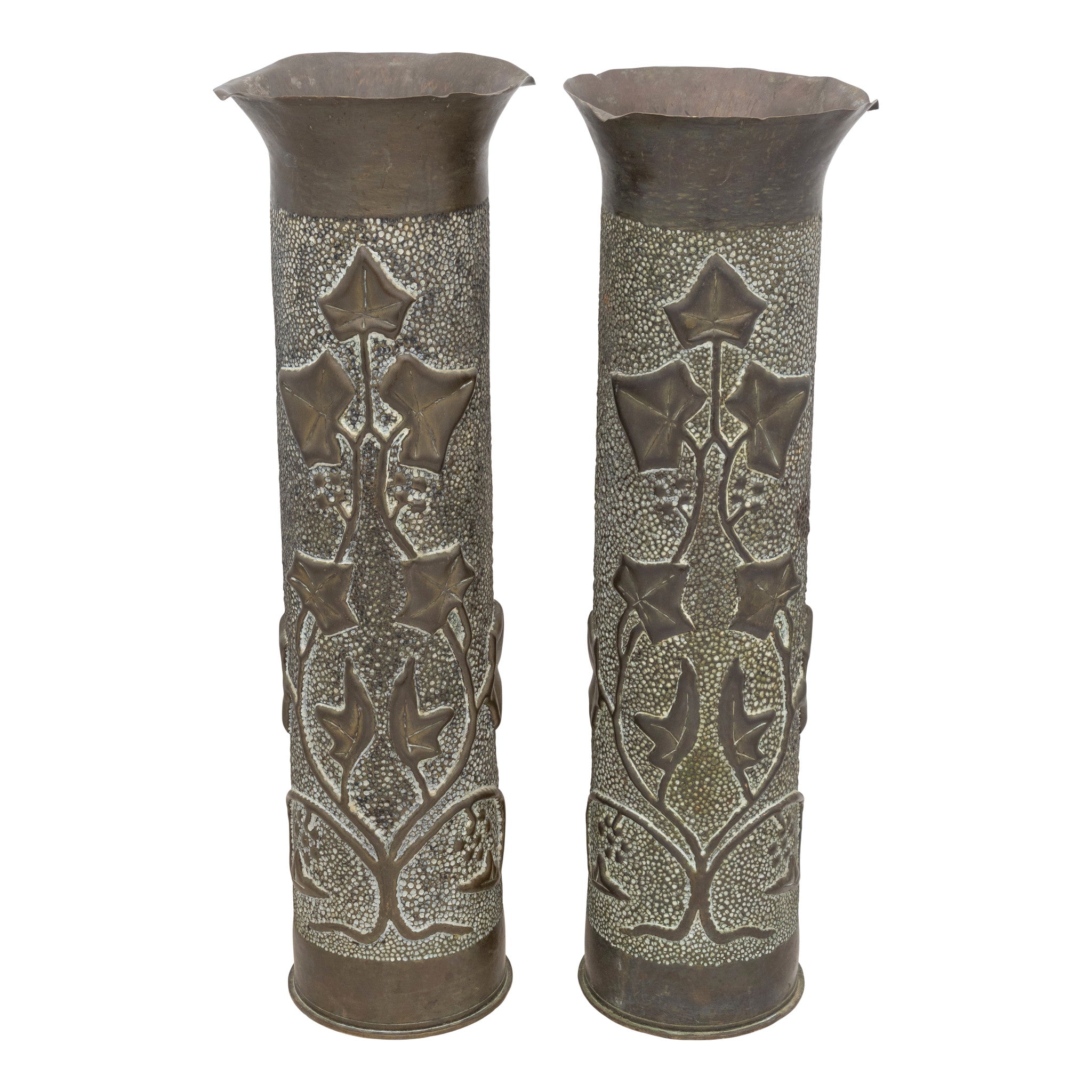 Pair Trench Art Vases, Furnishings, Decor, Trench Art