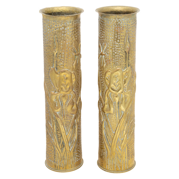 Pair Trench Art Vases, Furnishings, Decor, Trench Art