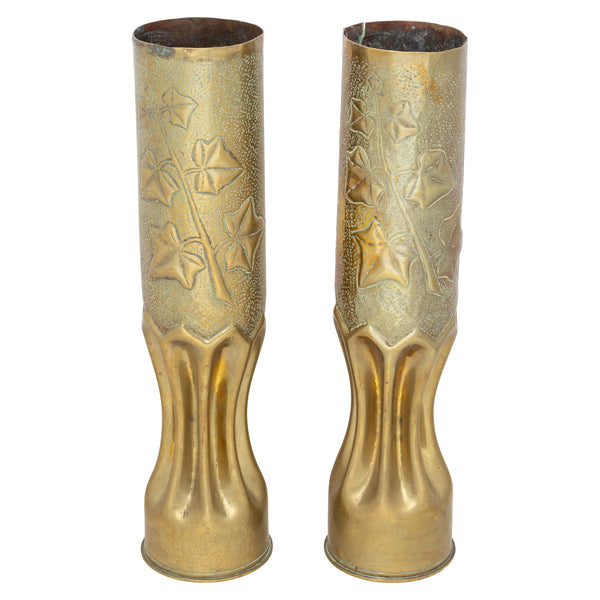 Pair Trench Art Vases, Furnishings, Decor, Trench Art