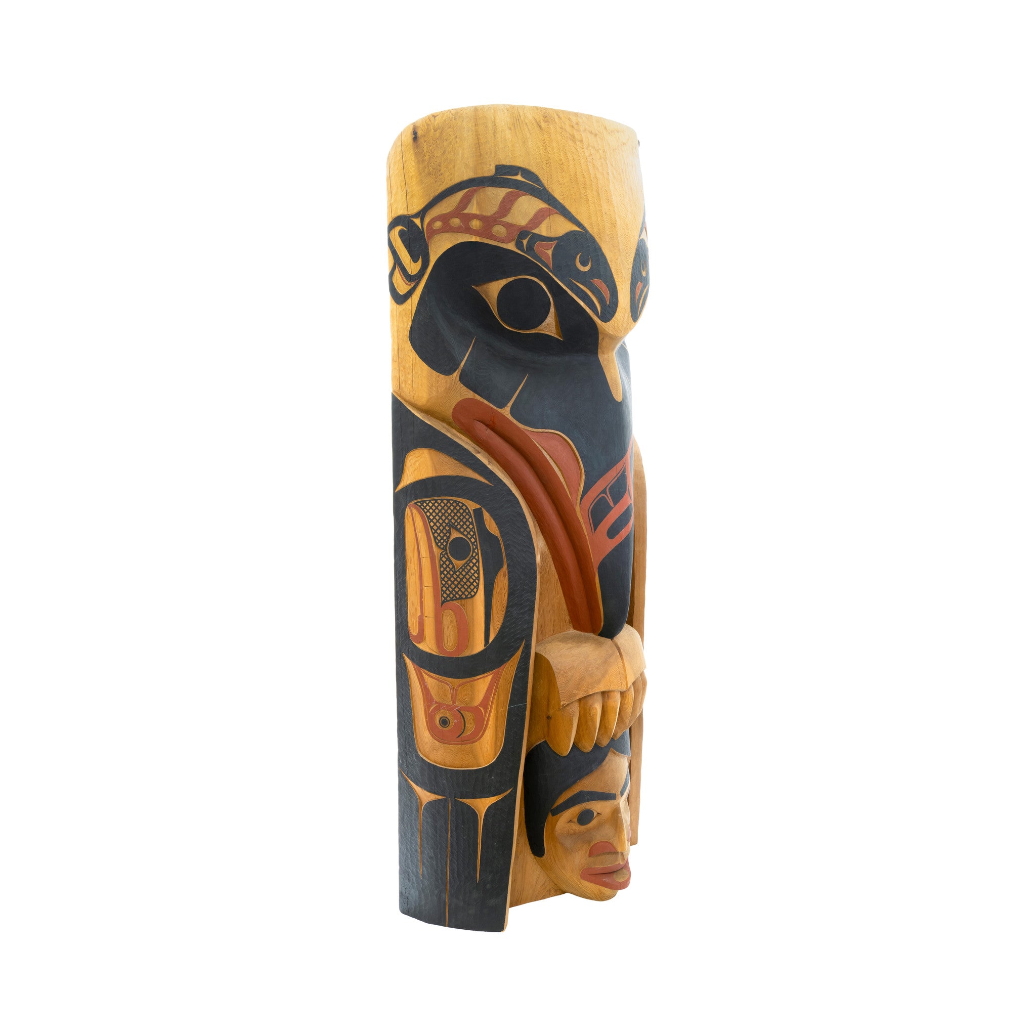 Tsimshian Raven and Salmon Woman Totem by David Boxley