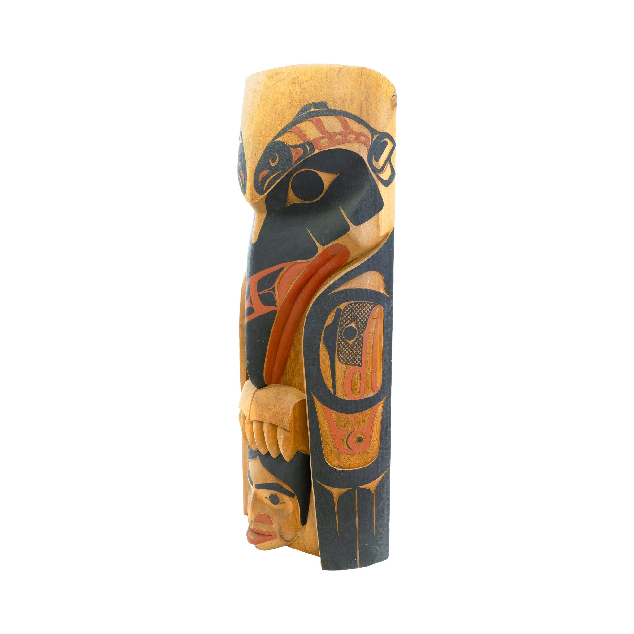 Tsimshian Raven and Salmon Woman Totem by David Boxley