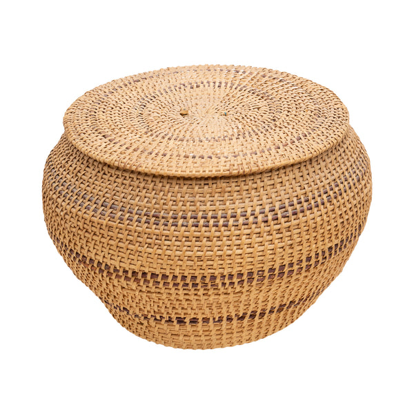 Lidded Washoe Basket, Native, Basketry, Vertical