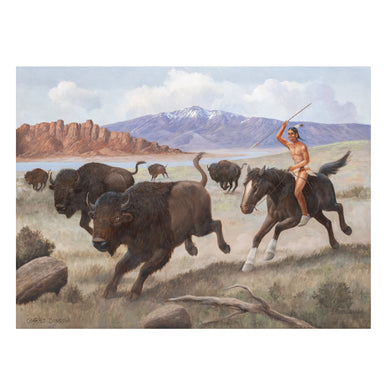 Bison Hunt by Charles Damrow, Fine Art, Painting, Native American