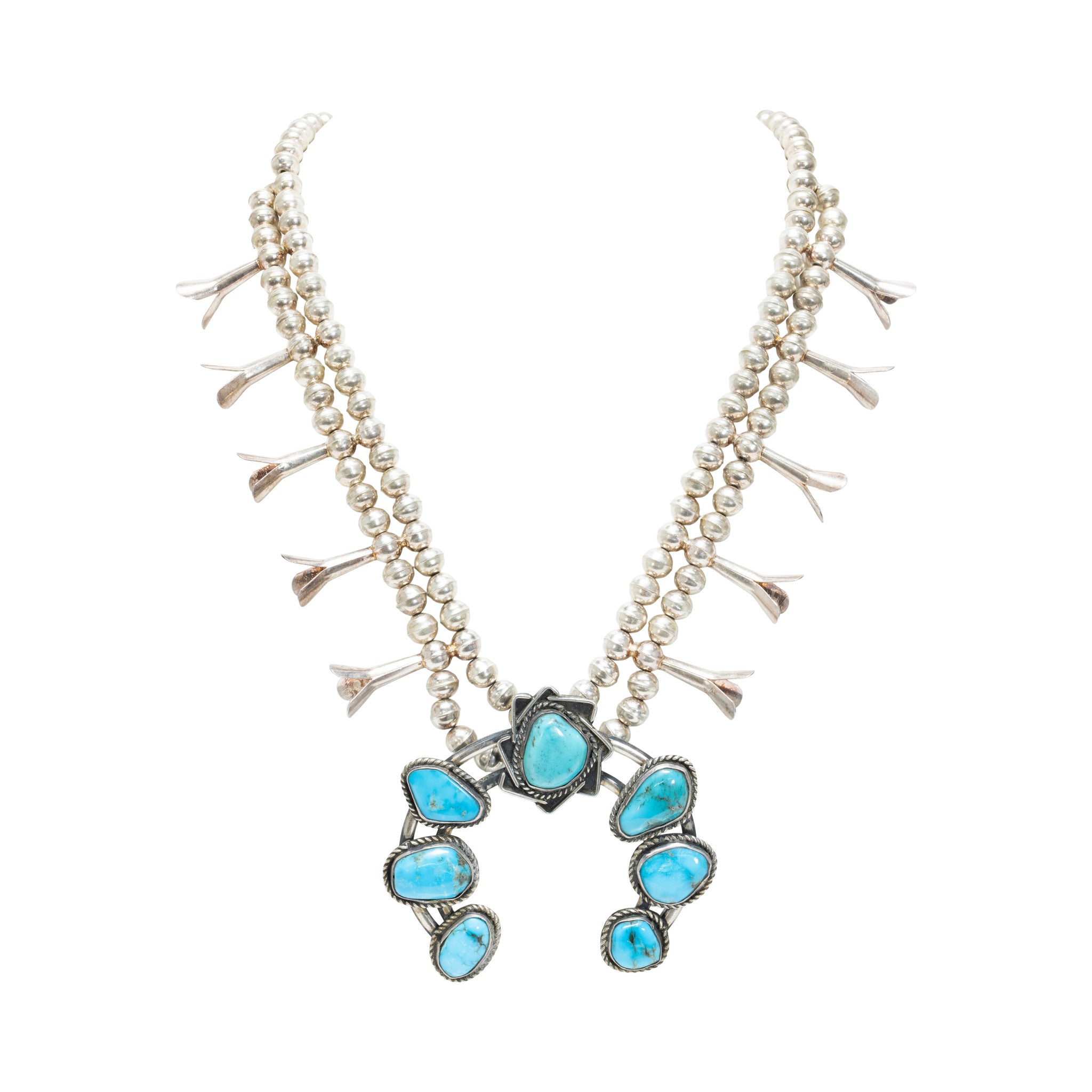 Turquoise and Sterling Silver Squash Blossom