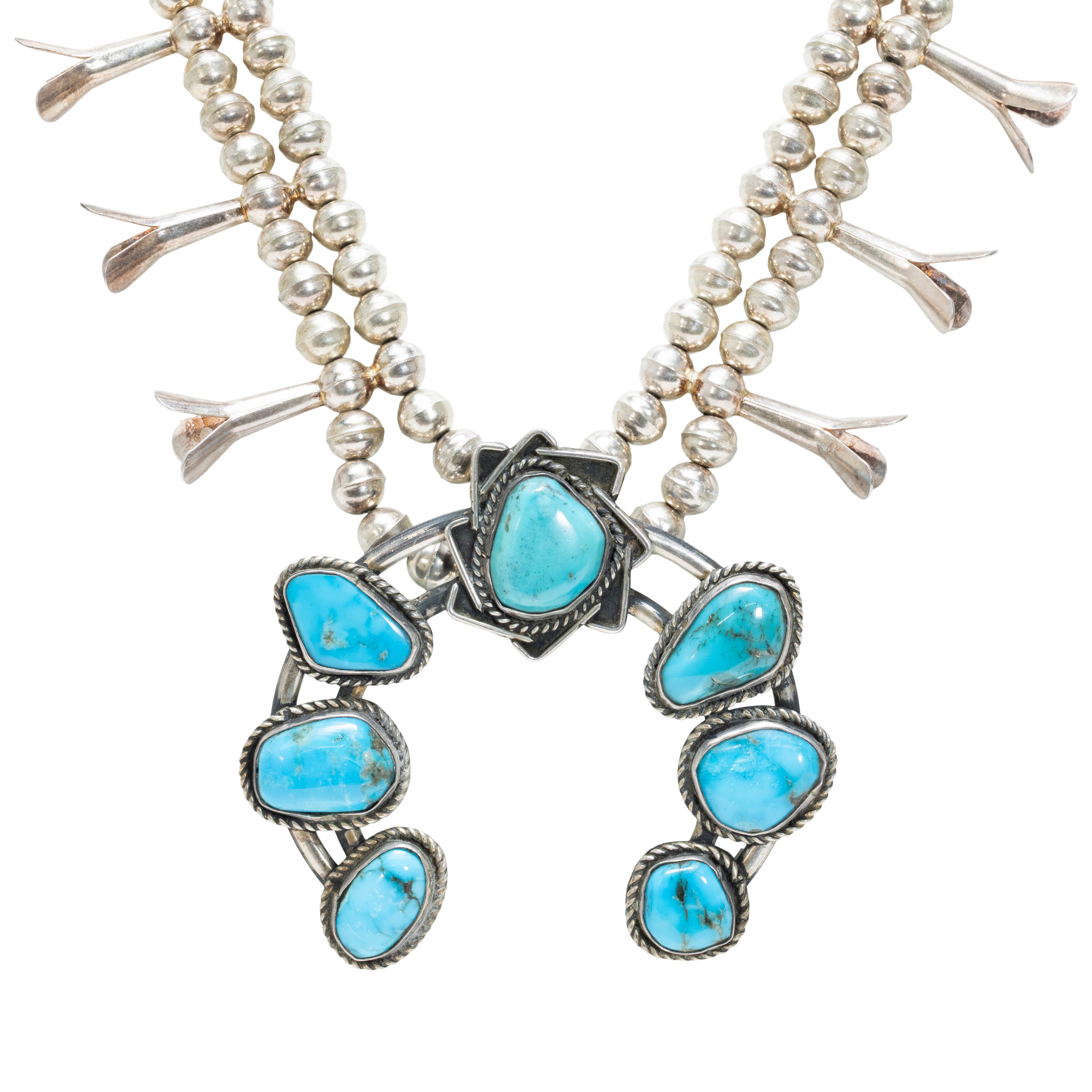 Turquoise and Sterling Silver Squash Blossom
