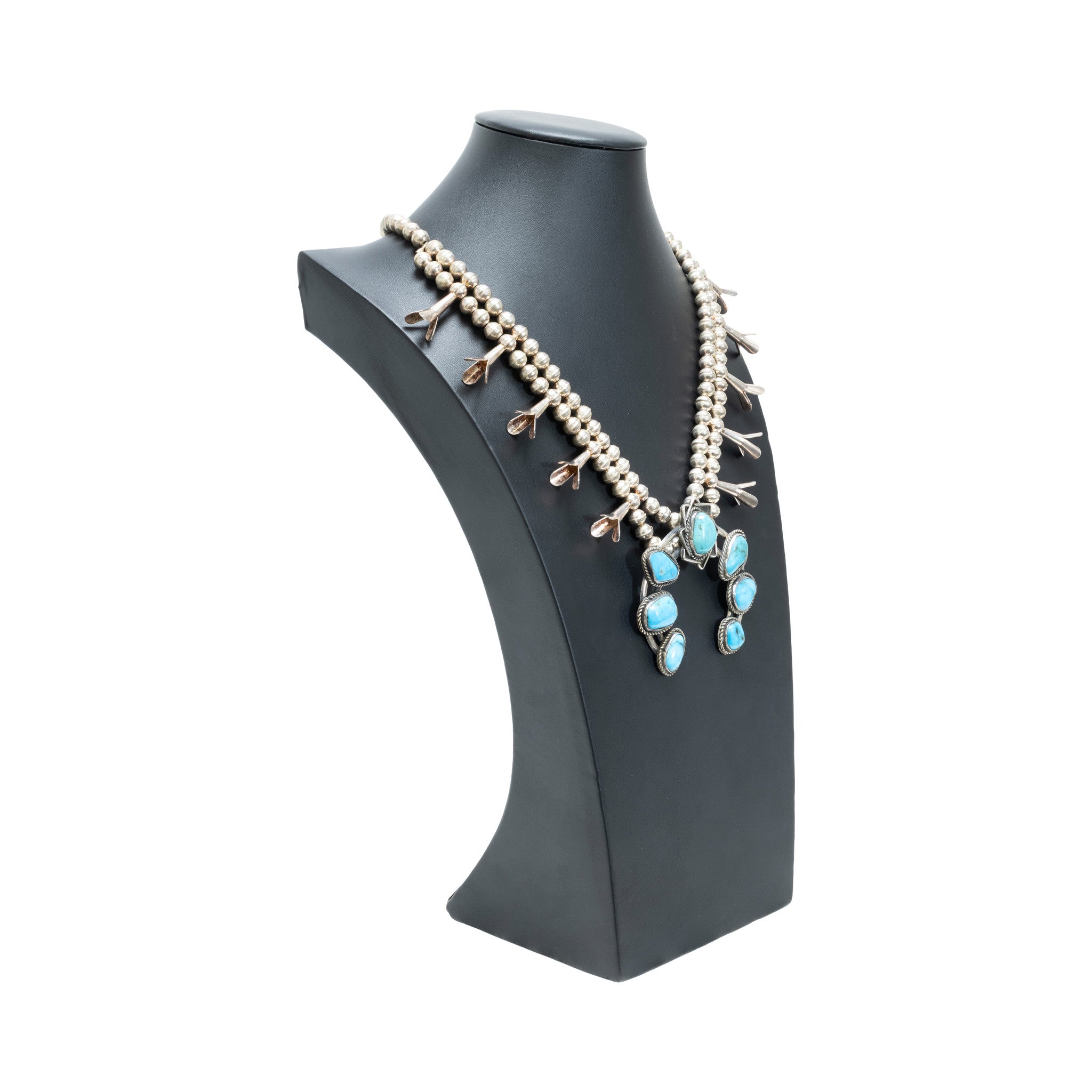 Turquoise and Sterling Silver Squash Blossom