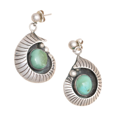 Navajo Turquoise and Silver Dangle Earrings, Jewelry, Earrings, Native