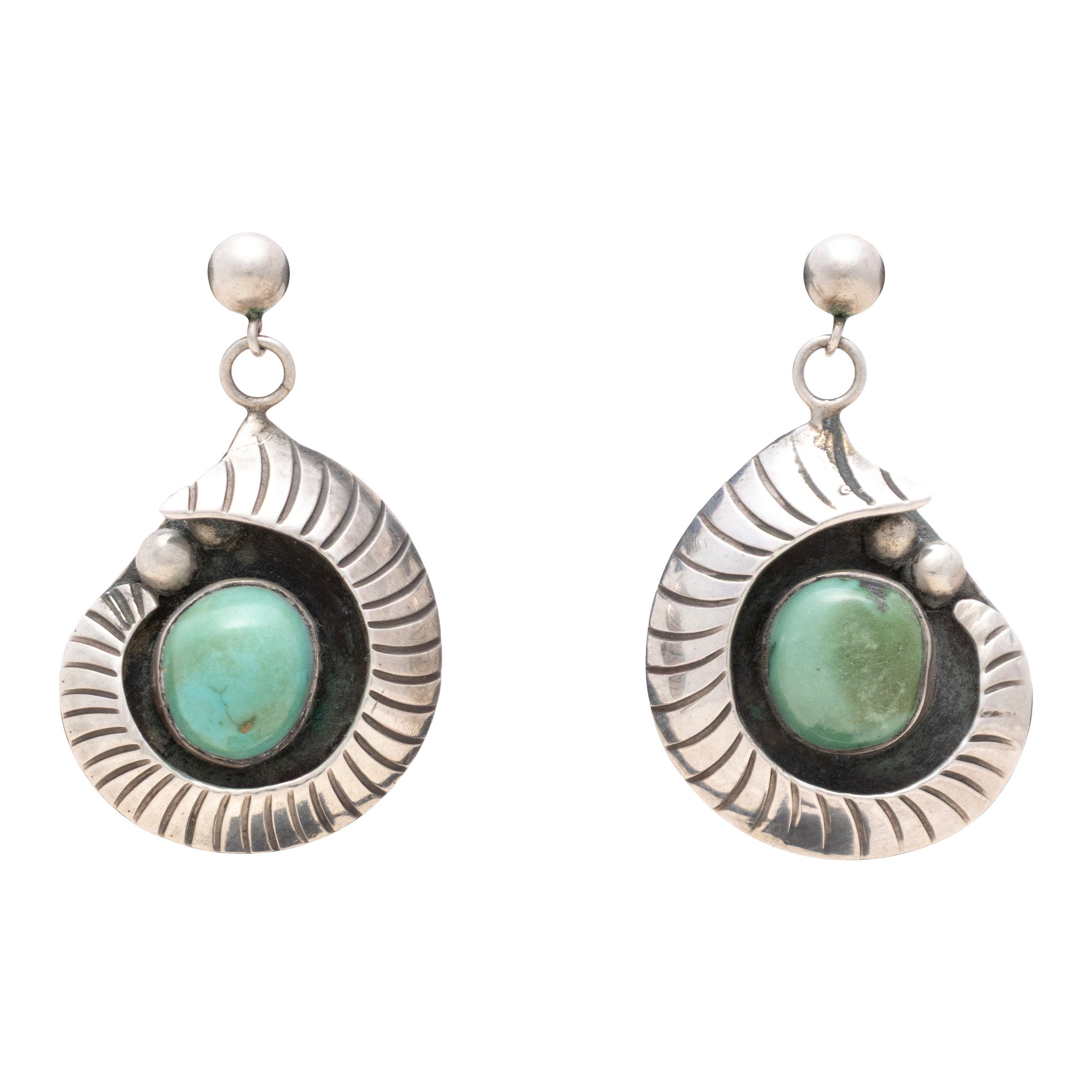 Navajo Turquoise and Silver Dangle Earrings
