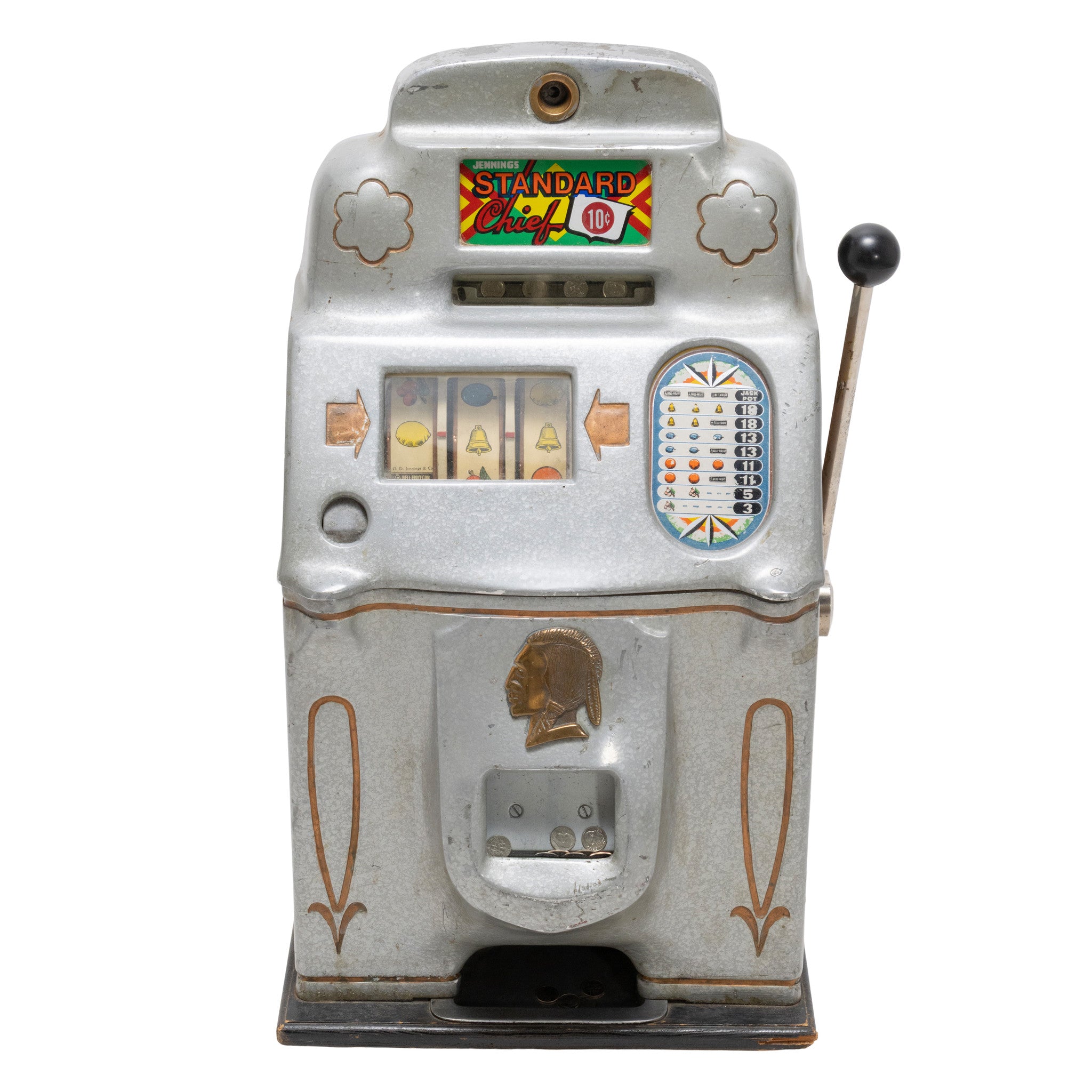 Jennings Standard Chief 10 Cent Slot Machine, Western, Gaming, Slot Machine