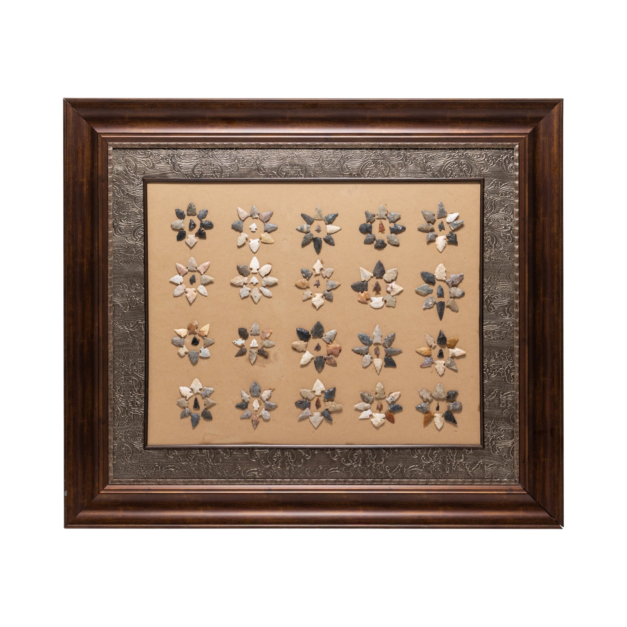 Framed Arrowhead Collection, Native, Stone and Tools, Arrowhead