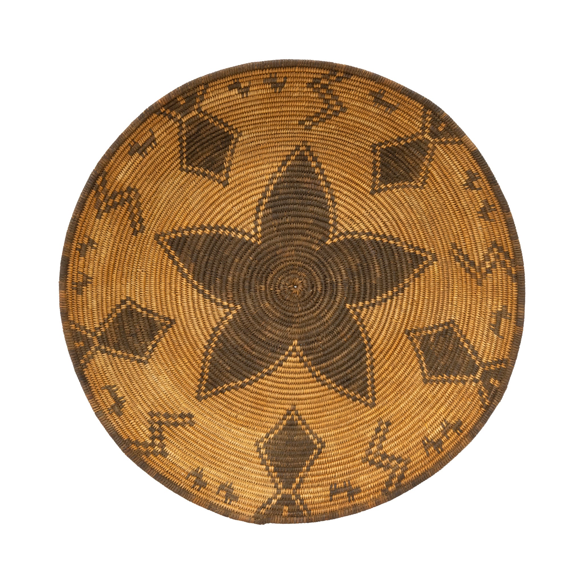 Pictorial Apache Basket with Dog Figures, Native, Basketry, Vertical