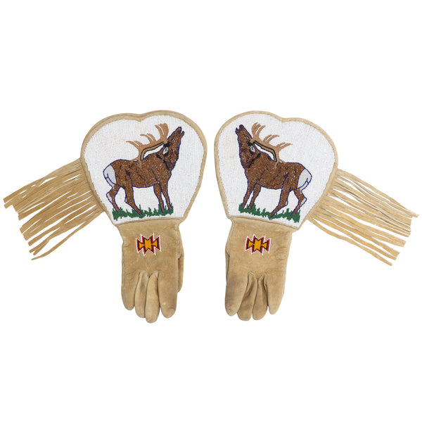 Elk Pictorial Gauntlets, Native, Garment, Gauntlets