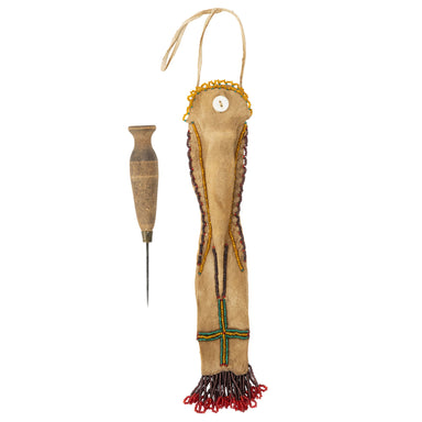 Plateau Awl Case and Awl, Native, Stone and Tools, Awl