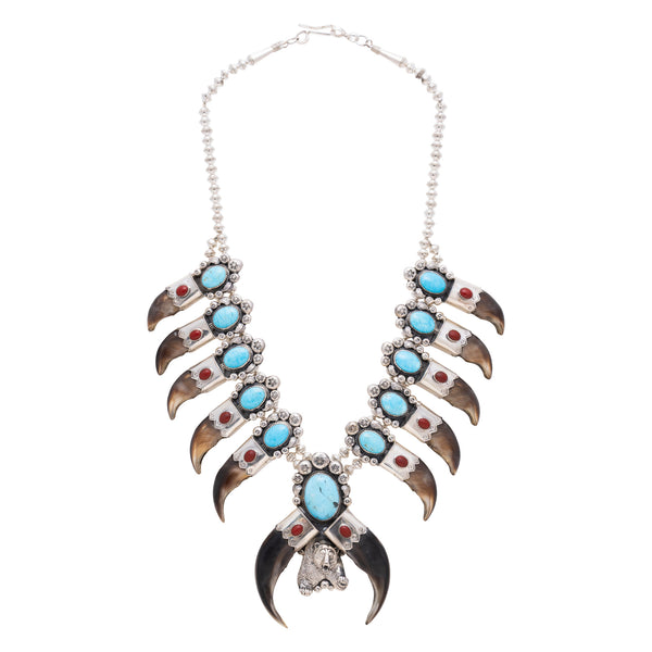 Navajo Bear Claw Squash Blossom, Jewelry, Squash Blossom, Native