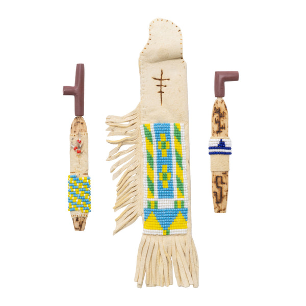 Miniature Pipes and Bag, Native, Pipe, Catlinite