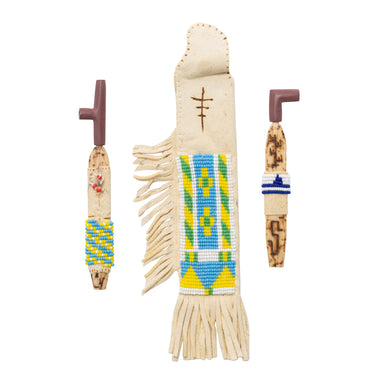 Miniature Pipes and Bag, Native, Pipe, Catlinite
