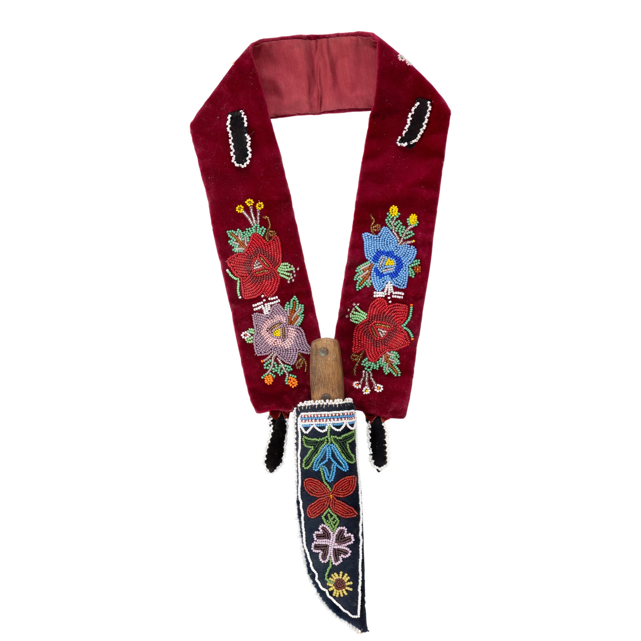 Cree Beaded Belt and Sheath with Knife, Native, Weapon, Knife