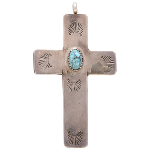 Navajo Turquoise Cross Pendant, Jewelry, Necklace, Native