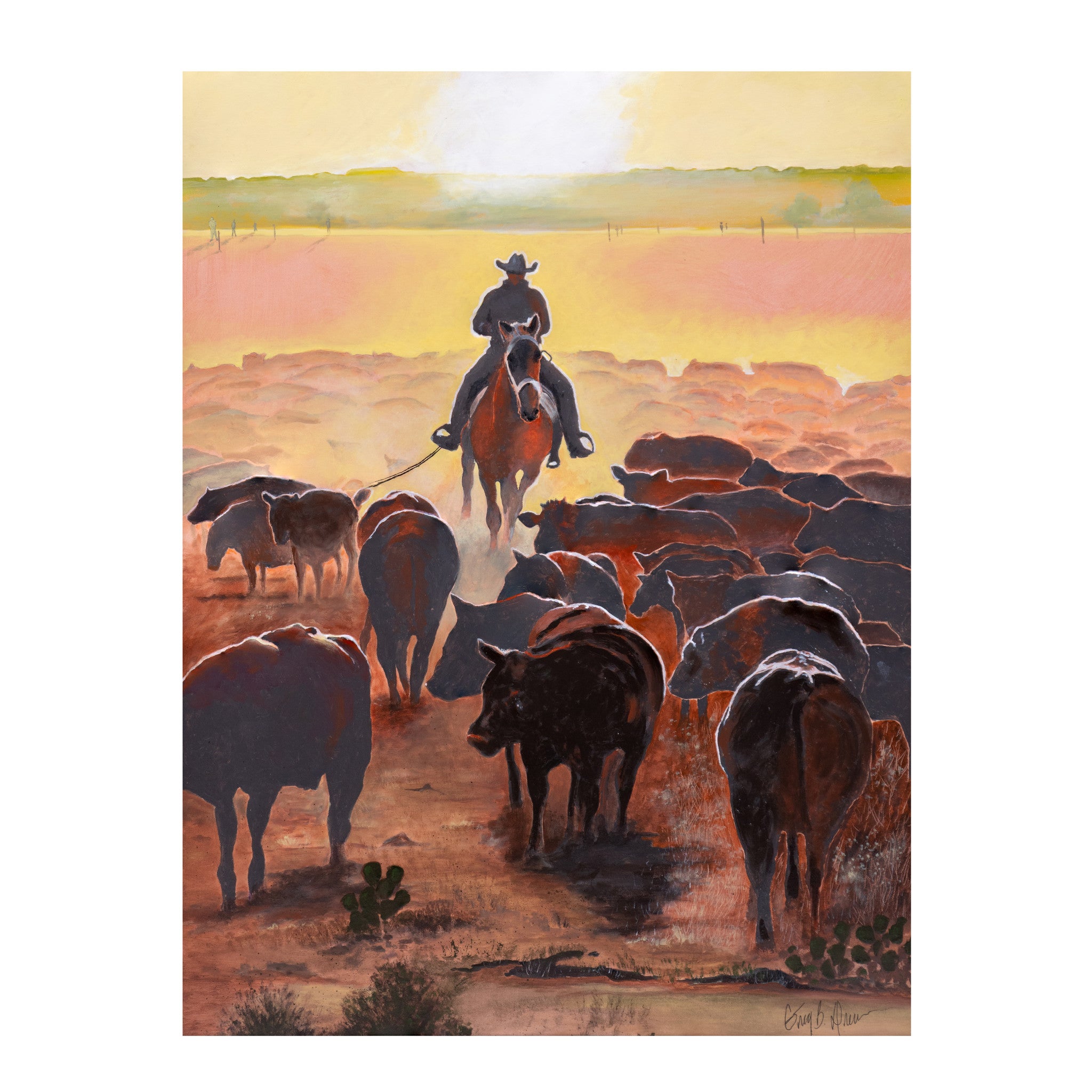 "Cattle Drive" by Greg Drew, Fine Art, Painting, Western