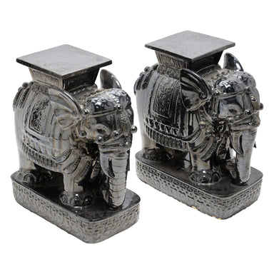 Pair of Glazed Ceramic Elephant Stools, Furnishings, Furniture, Chair