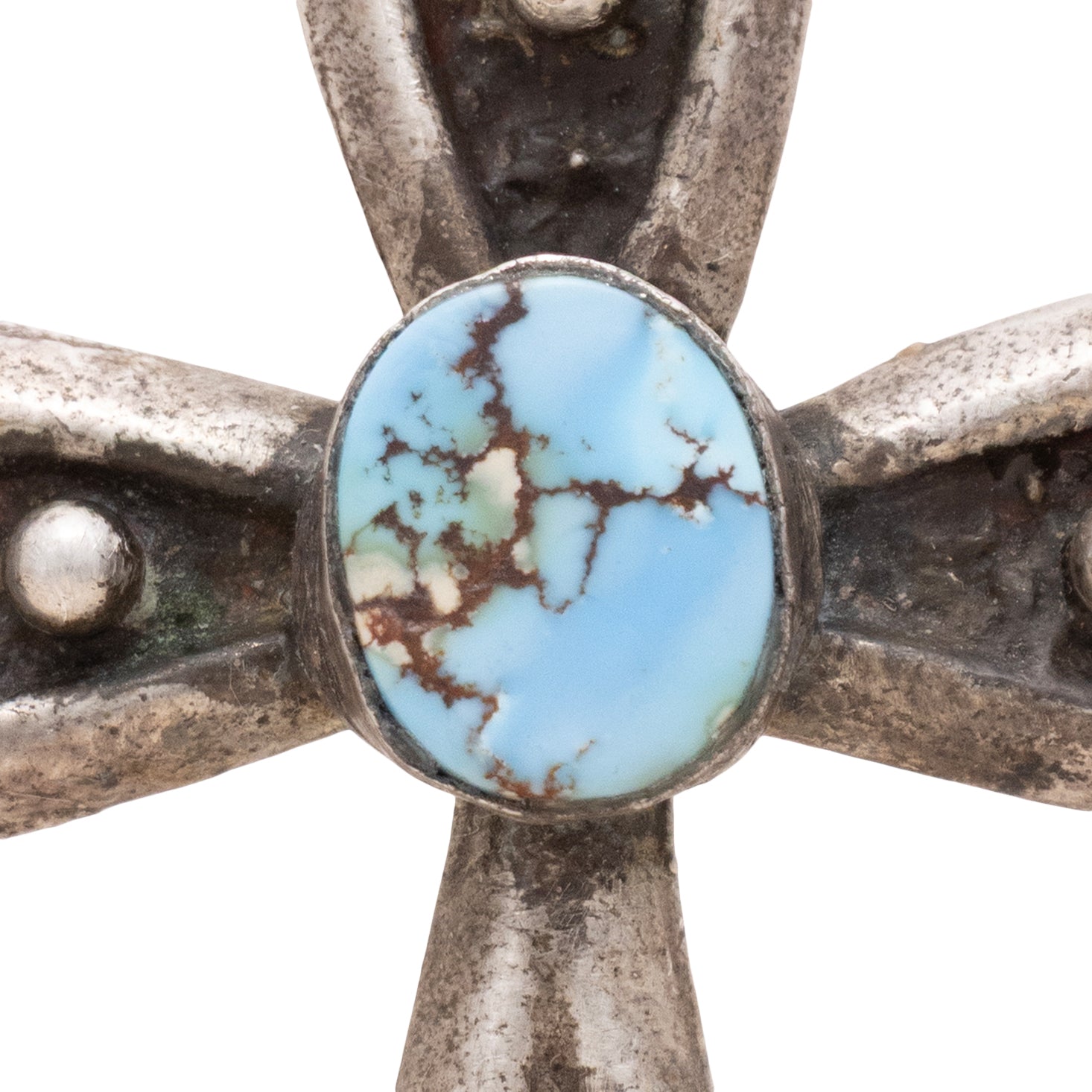 Navajo Golden Hill Turquoise Sterling Cross Pedant