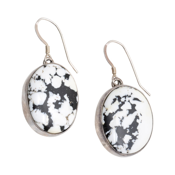 Navajo White Buffalo Turquoise Earrings, Jewelry, Earrings, Native
