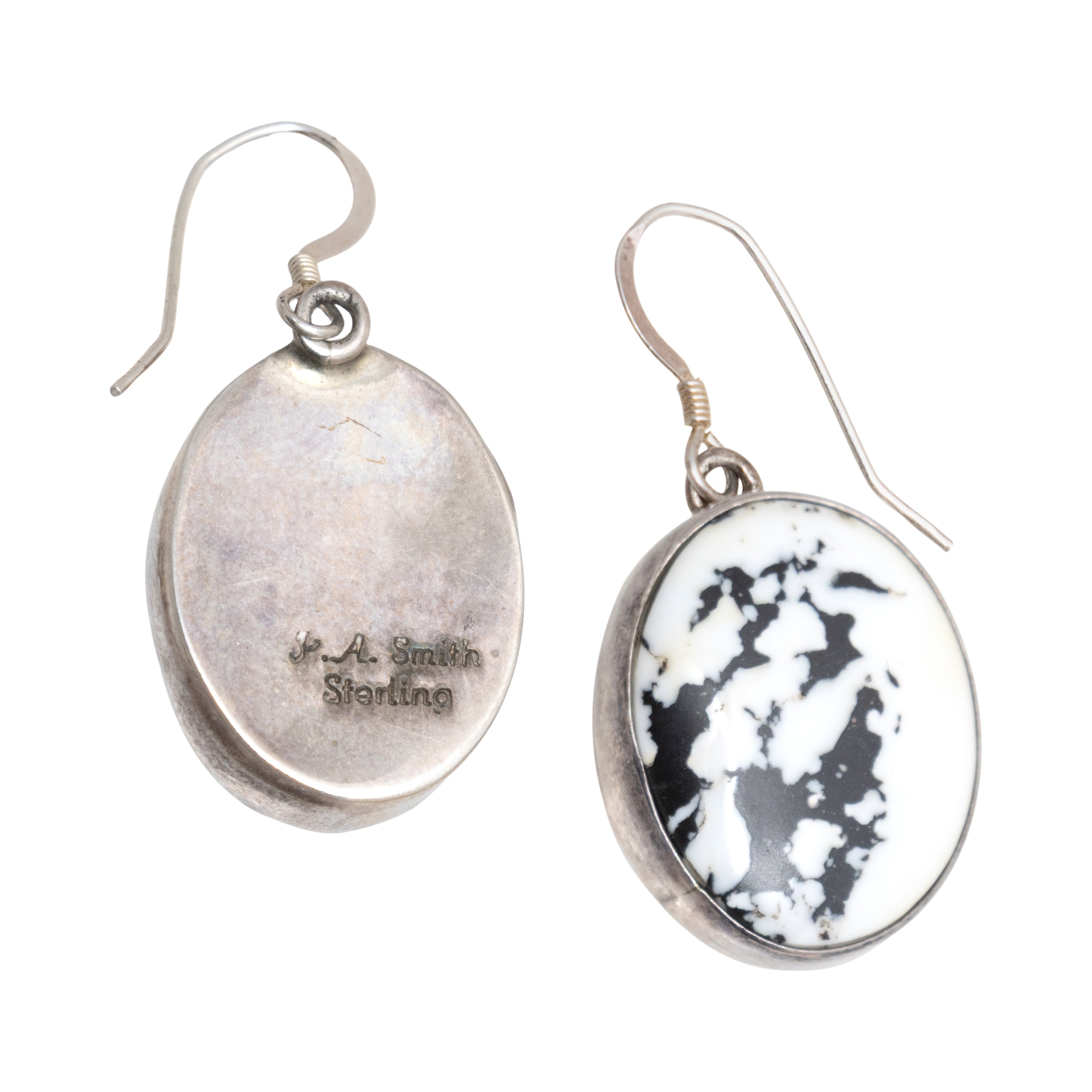 Navajo White Buffalo Turquoise Earrings