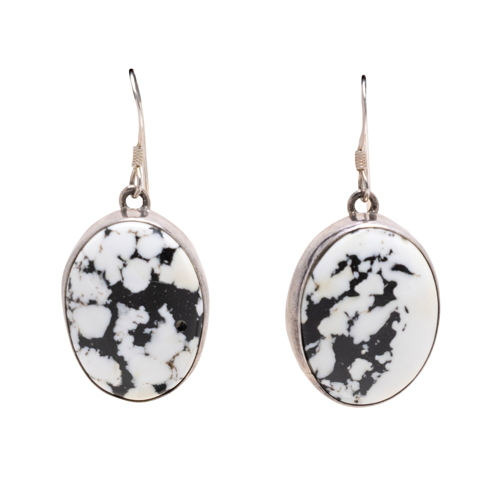 Navajo White Buffalo Turquoise Earrings