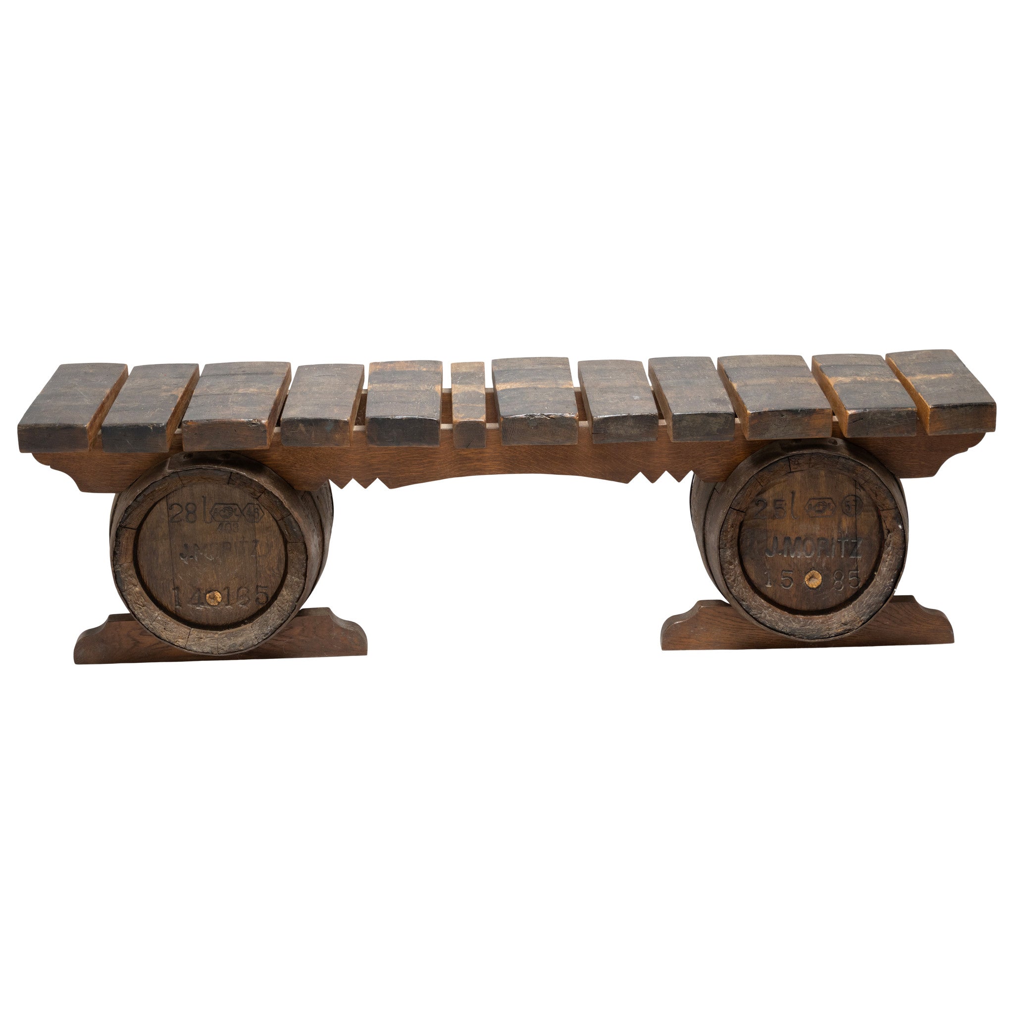 French Oak Barrel Bench, Furnishings, Furniture, Bench