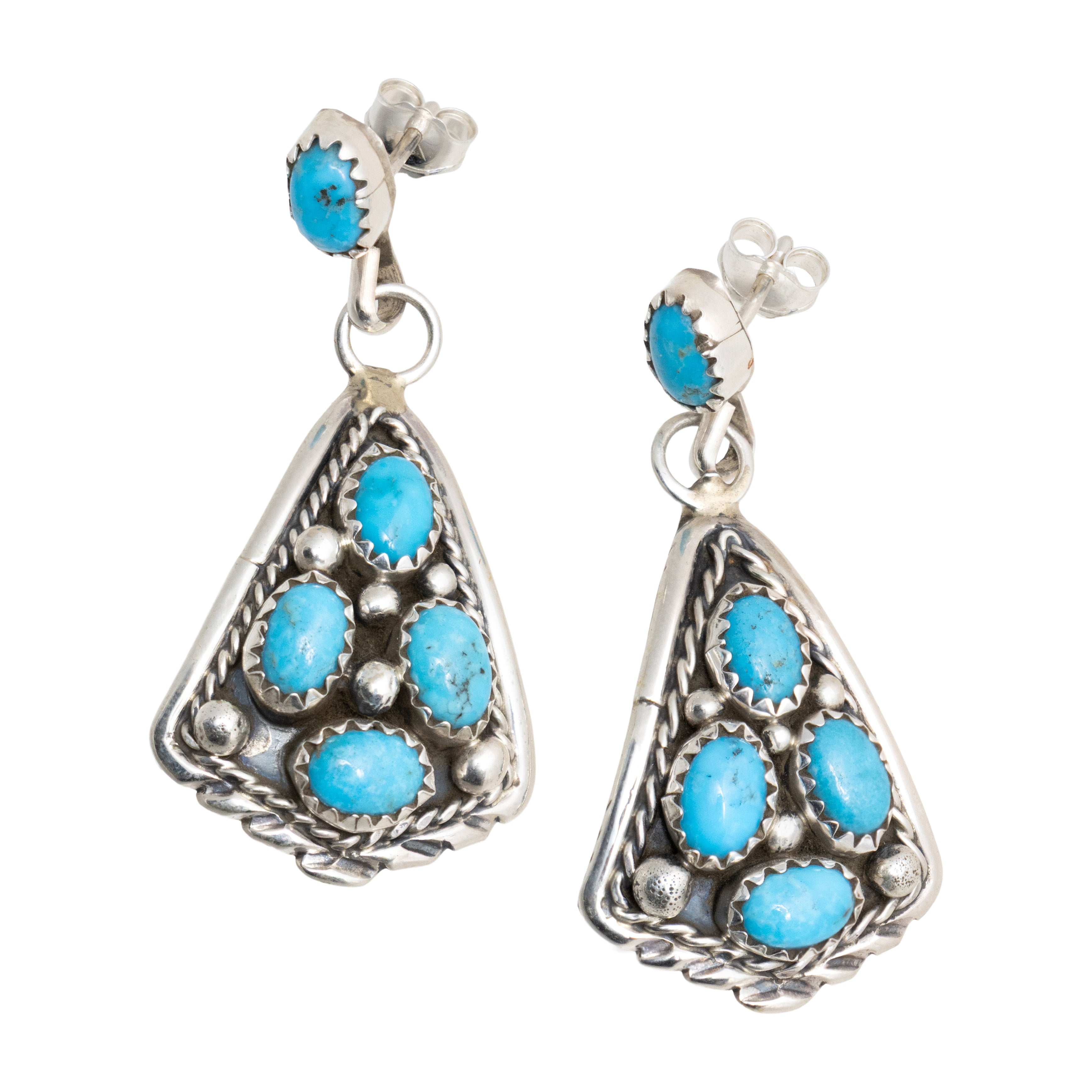 Navajo Sleeping Beauty Turquoise Dangle Earrings, Jewelry, Earrings, Native