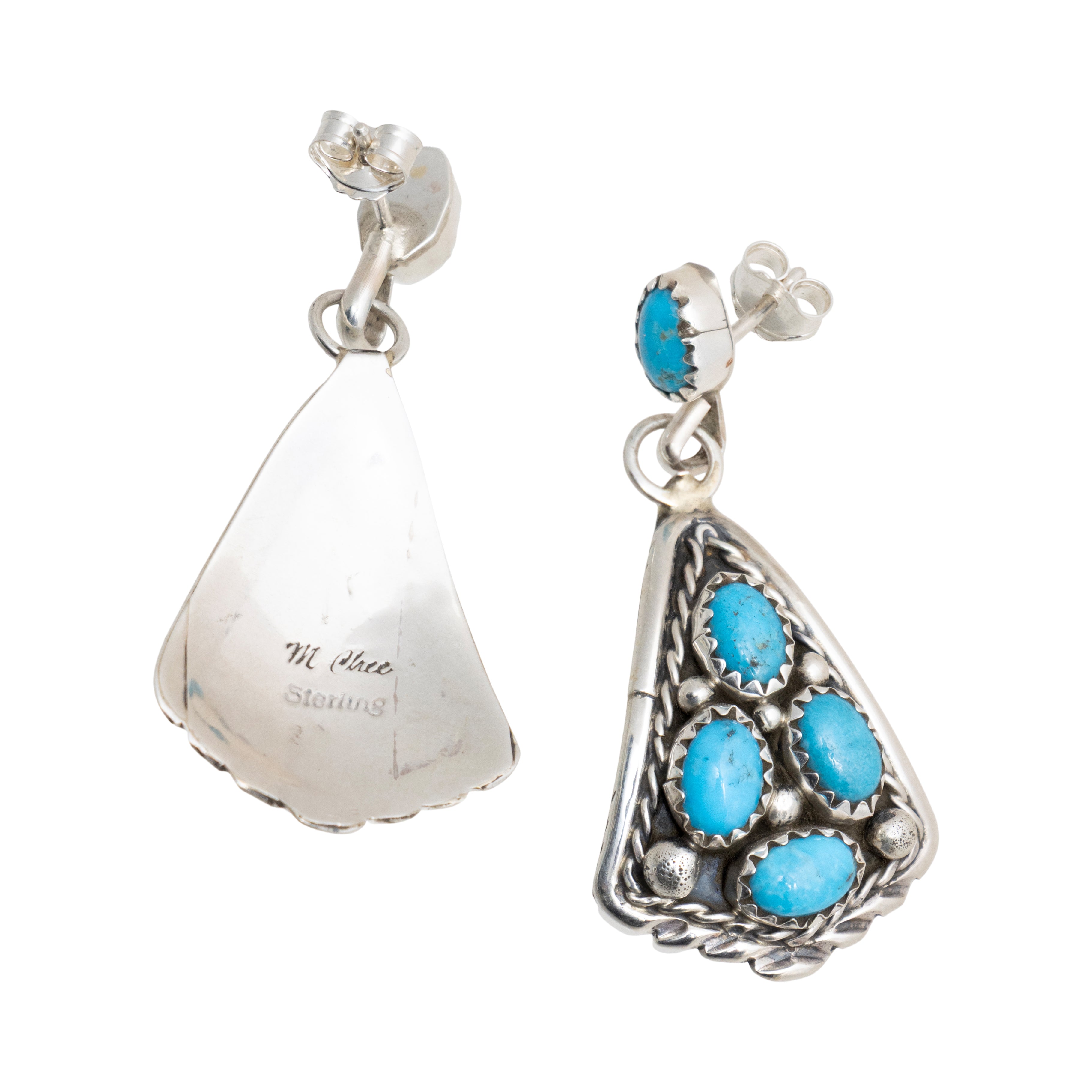 Navajo Sleeping Beauty Turquoise Dangle Earrings
