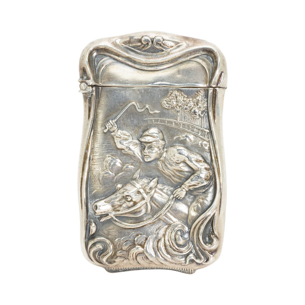 Sterling Silver Horse Racing Match Safe, Western, Tobacciana, Match Safe
